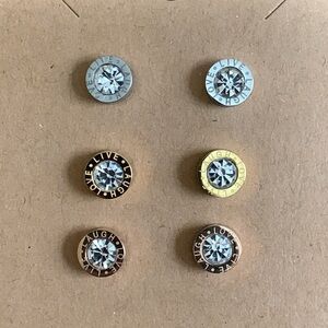 Set of 3 silver/gold/rose gold stud earrings